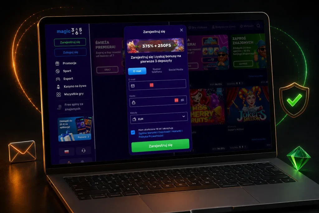 Formularz rejestracji konta w Magic365 Casino